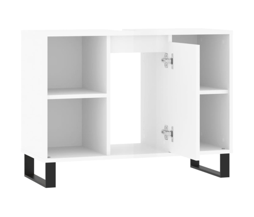 Mueble de baño madera de ingeniería blanco brillo 80x33x60 cm