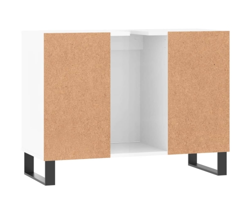 Mueble de baño madera de ingeniería blanco brillo 80x33x60 cm