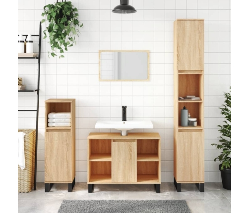 Mueble de baño madera de ingeniería roble Sonoma 80x33x60 cm