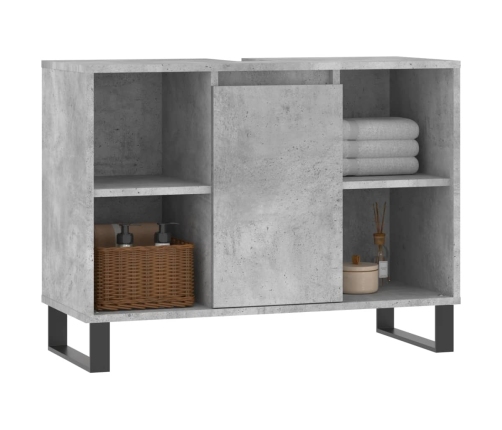 Mueble de baño madera de ingeniería gris hormigón 80x33x60 cm