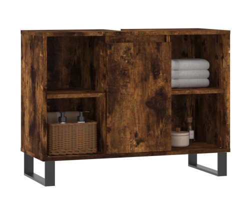 Mueble de baño madera de ingeniería roble ahumado 80x33x60 cm