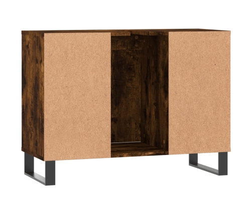 Mueble de baño madera de ingeniería roble ahumado 80x33x60 cm