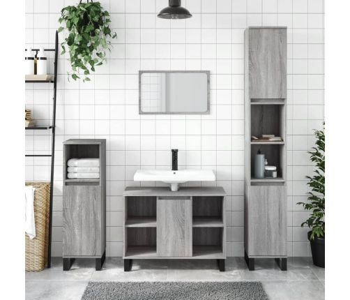 Mueble de baño madera de ingeniería gris Sonoma 80x33x60 cm