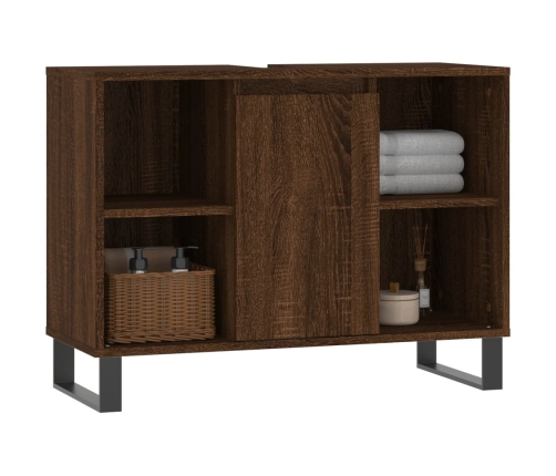 Mueble de baño madera de ingeniería roble marrón 80x33x60 cm