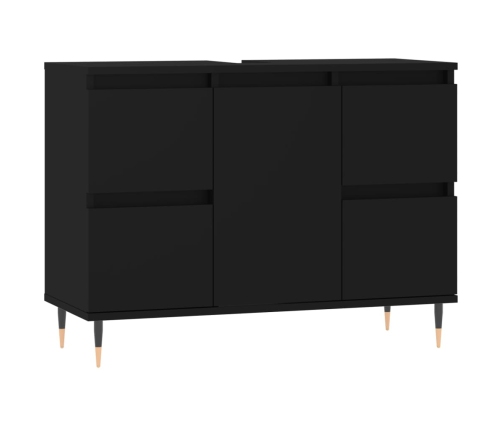 Mueble de baño madera de ingeniería negro 80x33x60 cm