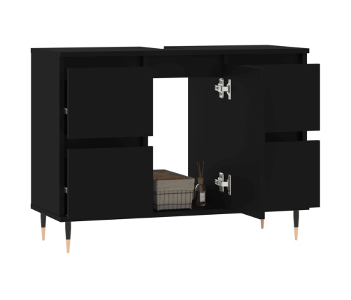 Mueble de baño madera de ingeniería negro 80x33x60 cm