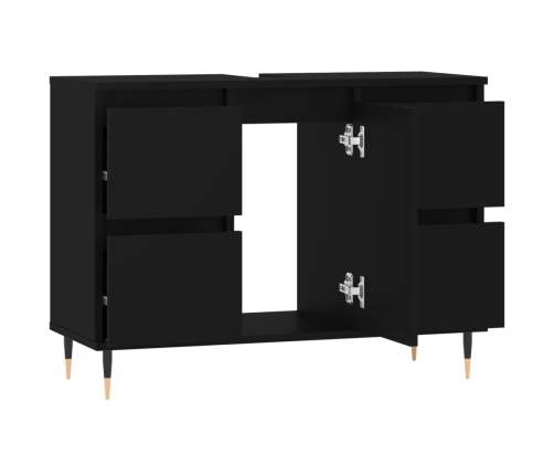 Mueble de baño madera de ingeniería negro 80x33x60 cm