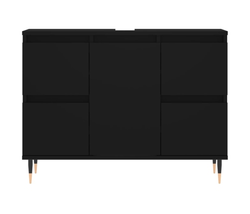 Mueble de baño madera de ingeniería negro 80x33x60 cm