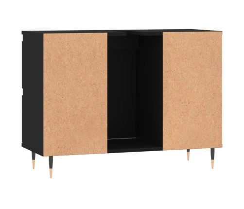 Mueble de baño madera de ingeniería negro 80x33x60 cm