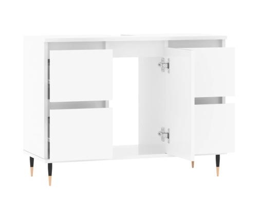 Mueble de baño madera de ingeniería blanco brillo 80x33x60 cm