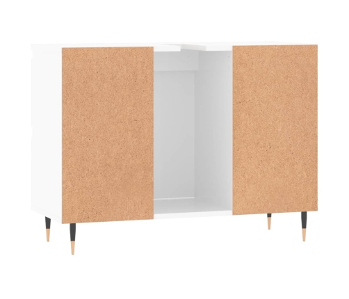 Mueble de baño madera de ingeniería blanco brillo 80x33x60 cm