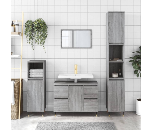 Mueble de baño madera de ingeniería gris Sonoma 80x33x60 cm