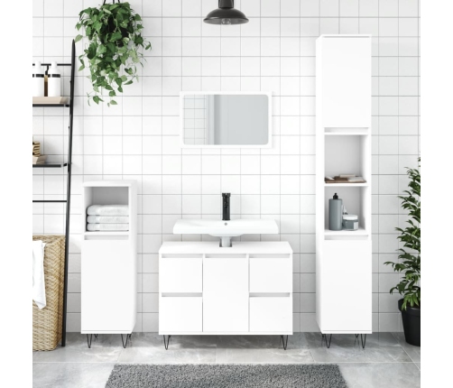 Mueble de baño madera de ingeniería blanco 80x33x60 cm