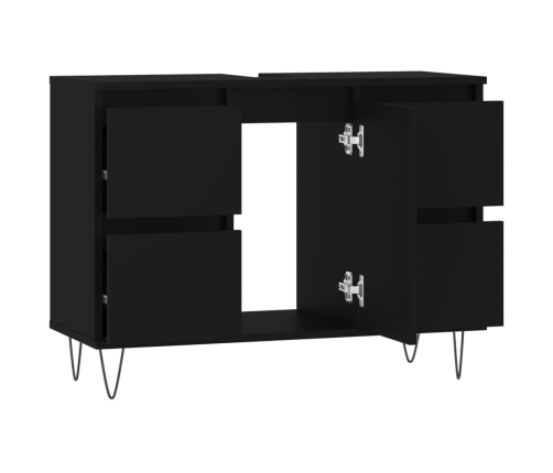 Mueble de baño madera de ingeniería negro 80x33x60 cm