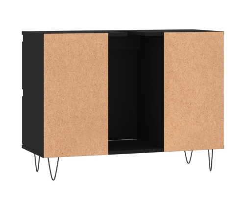 Mueble de baño madera de ingeniería negro 80x33x60 cm