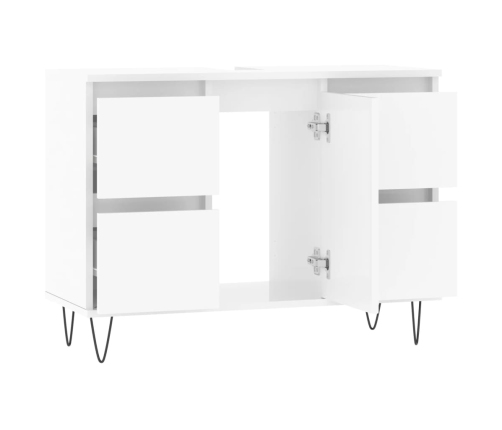 Mueble de baño madera de ingeniería blanco brillo 80x33x60 cm