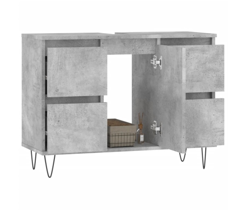 Mueble de baño madera de ingeniería gris hormigón 80x33x60 cm