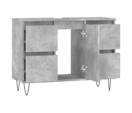 Mueble de baño madera de ingeniería gris hormigón 80x33x60 cm