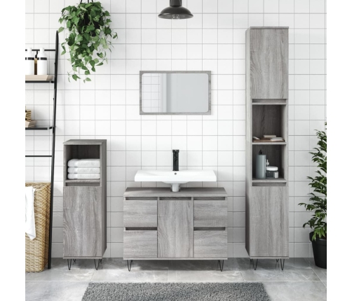 Mueble de baño madera de ingeniería gris Sonoma 80x33x60 cm