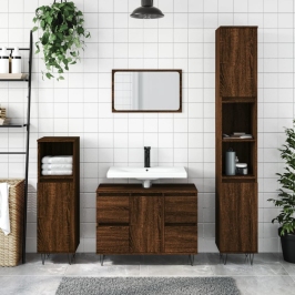 Mueble de baño madera de ingeniería roble marrón 80x33x60 cm