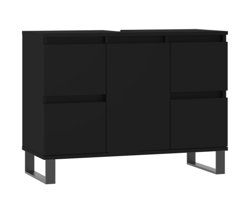 Mueble de baño madera de ingeniería negro 80x33x60 cm