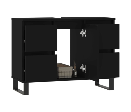 Mueble de baño madera de ingeniería negro 80x33x60 cm