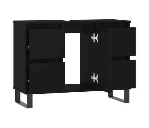 Mueble de baño madera de ingeniería negro 80x33x60 cm