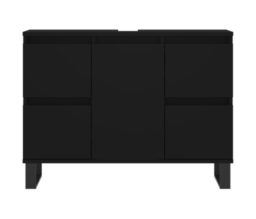 Mueble de baño madera de ingeniería negro 80x33x60 cm