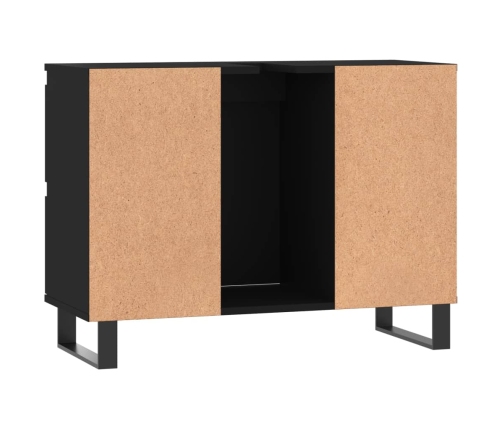 Mueble de baño madera de ingeniería negro 80x33x60 cm