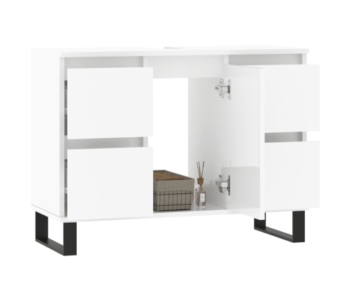 Mueble de baño madera de ingeniería blanco brillo 80x33x60 cm