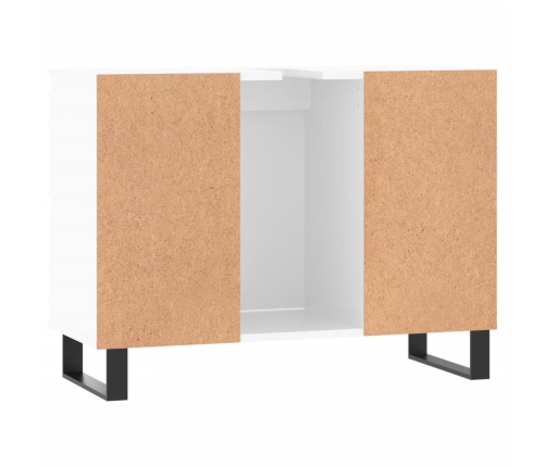 Mueble de baño madera de ingeniería blanco brillo 80x33x60 cm