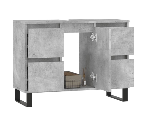 Mueble de baño madera de ingeniería gris hormigón 80x33x60 cm