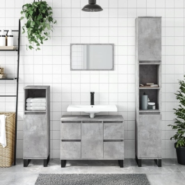 Mueble de baño madera de ingeniería gris hormigón 80x33x60 cm