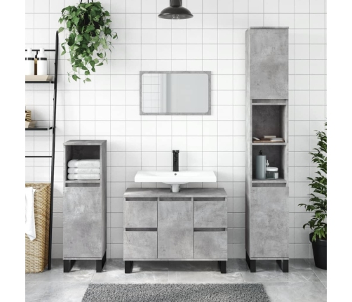 Mueble de baño madera de ingeniería gris hormigón 80x33x60 cm