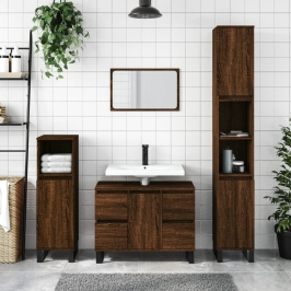 Mueble de baño madera de ingeniería roble marrón 80x33x60 cm