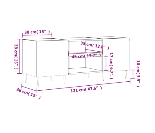 Mueble para discos madera contrachapada negro 121x38x48 cm