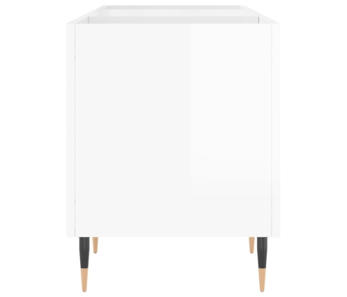 Mueble discos madera contrachapada blanco brillo 121x38x48 cm