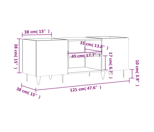 Mueble para discos madera contrachapada negro 121x38x48 cm