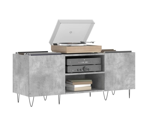 Mueble discos madera contrachapada gris hormigón 121x38x48 cm