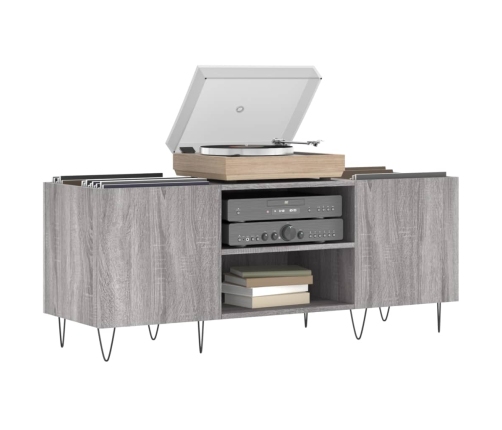 Mueble para discos madera contrachapada gris sonoma 121x38x48cm