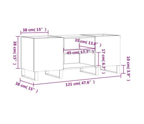 Mueble para discos madera contrachapada negro 121x38x48 cm