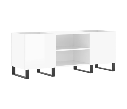 Mueble discos madera contrachapada blanco brillo 121x38x48 cm