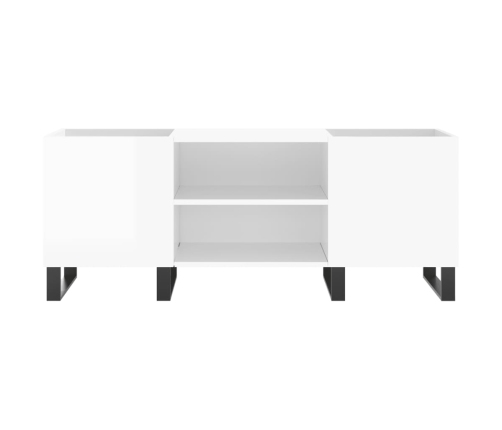 Mueble discos madera contrachapada blanco brillo 121x38x48 cm