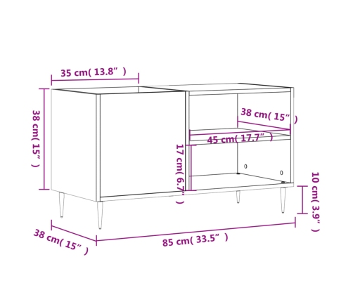 Mueble para discos madera de ingeniería blanco 85x38x48 cm