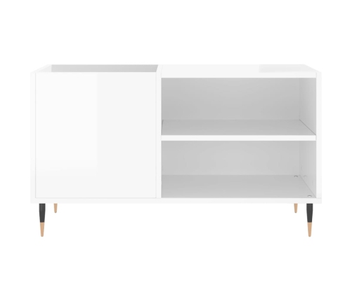 Mueble de discos madera de ingeniería blanco brillo 85x38x48 cm