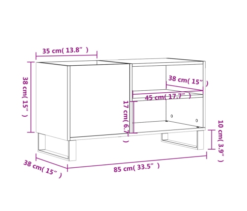 Mueble para discos madera de ingeniería blanco 85x38x48 cm