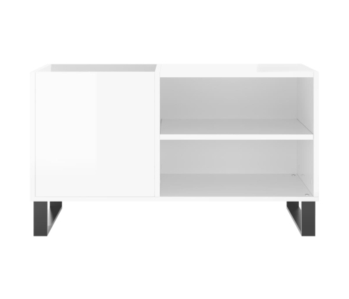 Mueble de discos madera de ingeniería blanco brillo 85x38x48 cm