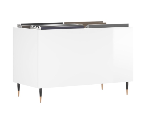 Mueble discos madera contrachapada blanco brillo 74,5x38x48 cm