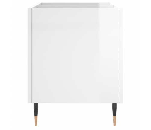 Mueble discos madera contrachapada blanco brillo 74,5x38x48 cm