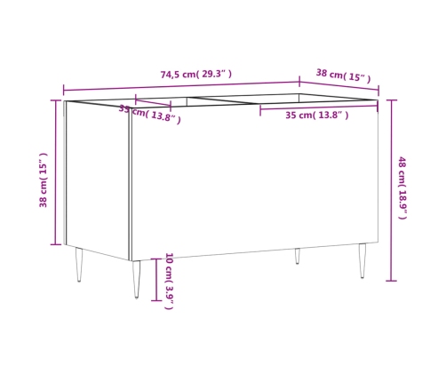 Mueble discos madera contrachapada roble Sonoma 74,5x38x48 cm